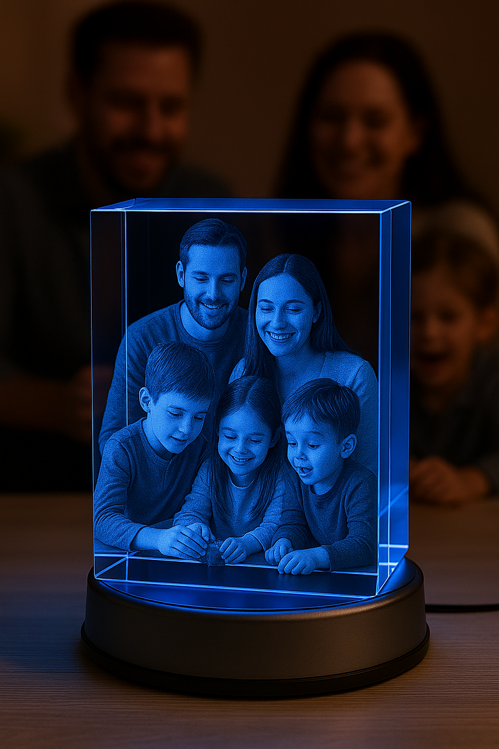 Custom 3D crystal cube photo with LED light base anniversary mothers day fathers day valentines day christmas memorial best gift picture idea