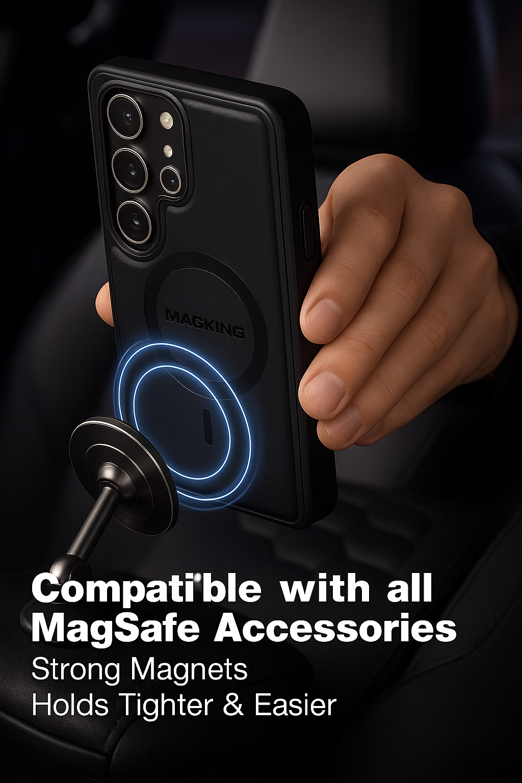 Samsung Galaxy S25 Ultra Case Magnetic Protective Leather Phone Case, Compatible with Magnetic Wireless Charging