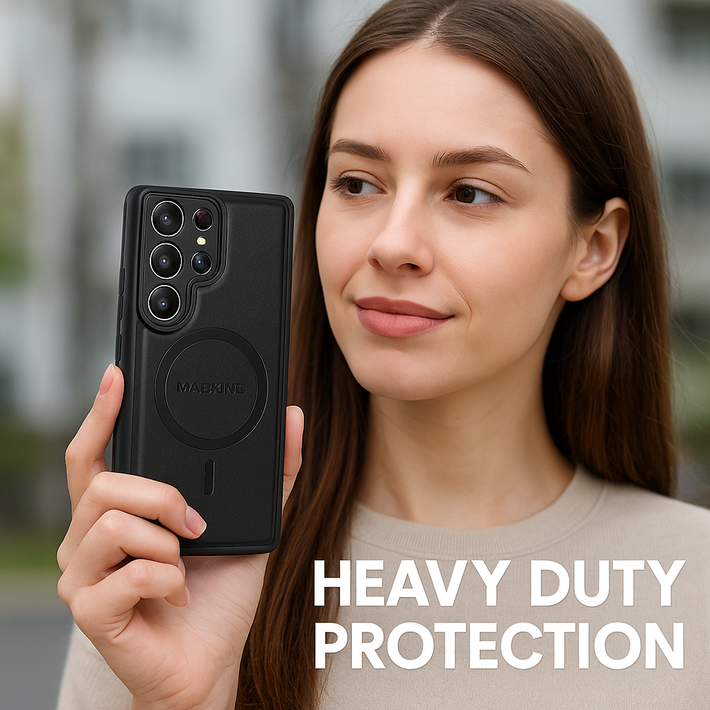 Samsung Galaxy S25 Ultra Case Magnetic Protective Leather Phone Case, Compatible with Magnetic Wireless Charging