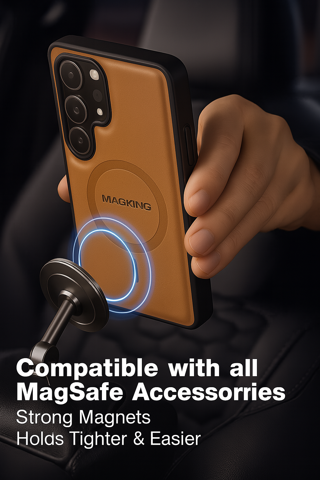 Samsung Galaxy S25 Ultra Case Magnetic Protective Leather Phone Case, Compatible with Magnetic Wireless Charging