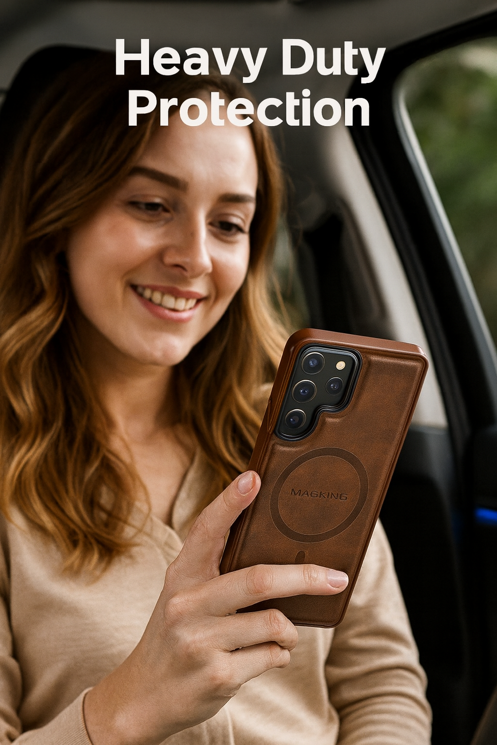 Samsung Galaxy S25 Ultra Case Magnetic Protective Leather Phone Case, Compatible with Magnetic Wireless Charging