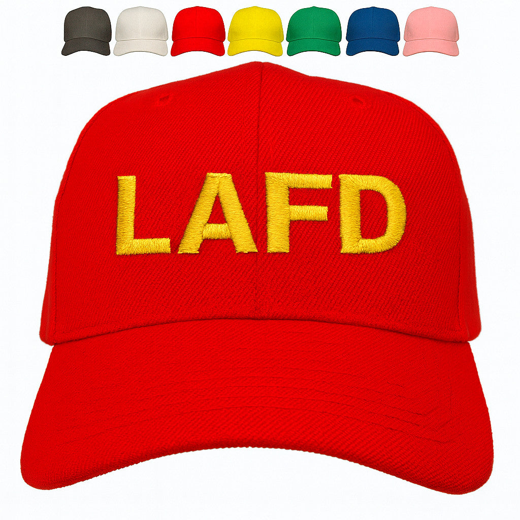 LAFD Los Angeles Fire Department embroidery hats red and white firefighter baseball caps