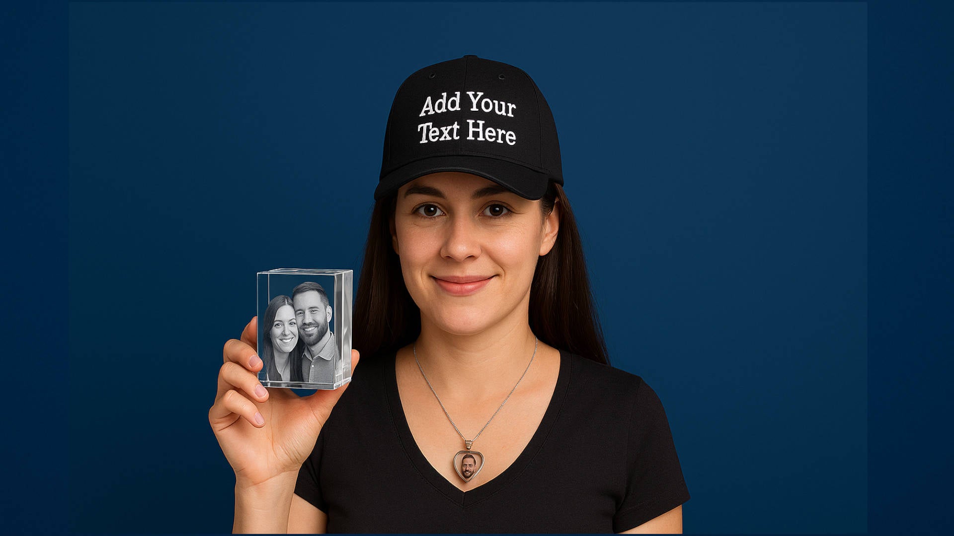 Custom hats and 3D crystal photo gifts personalized for special memories and occasions