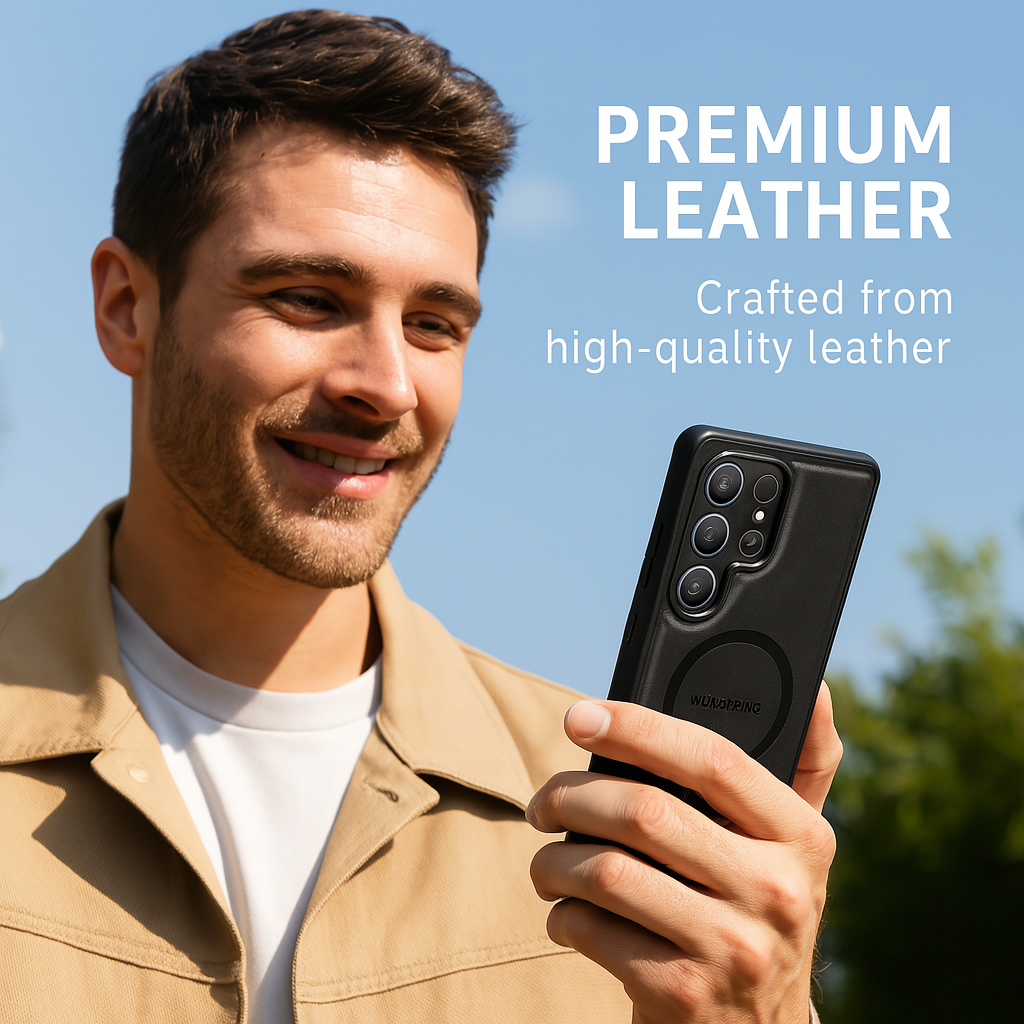 Samsung Galaxy S25 Ultra Case Magnetic Protective Leather Phone Case, Compatible with Magnetic Wireless Charging