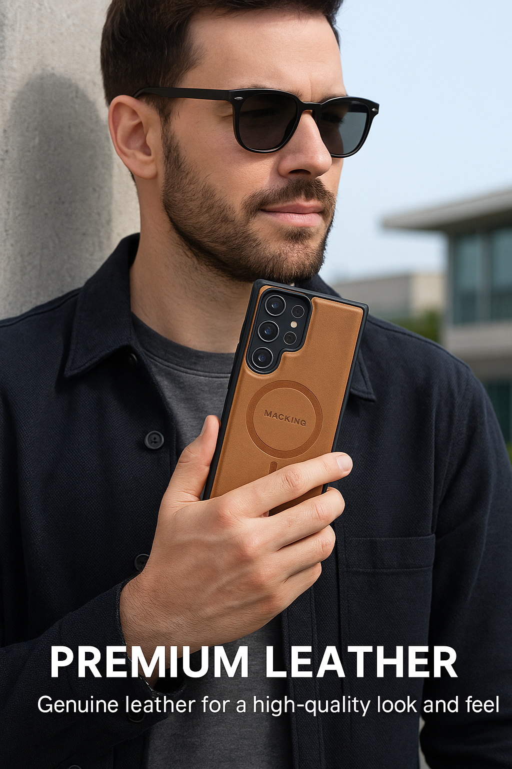 Samsung Galaxy S25 Ultra Case Magnetic Protective Leather Phone Case, Compatible with Magnetic Wireless Charging