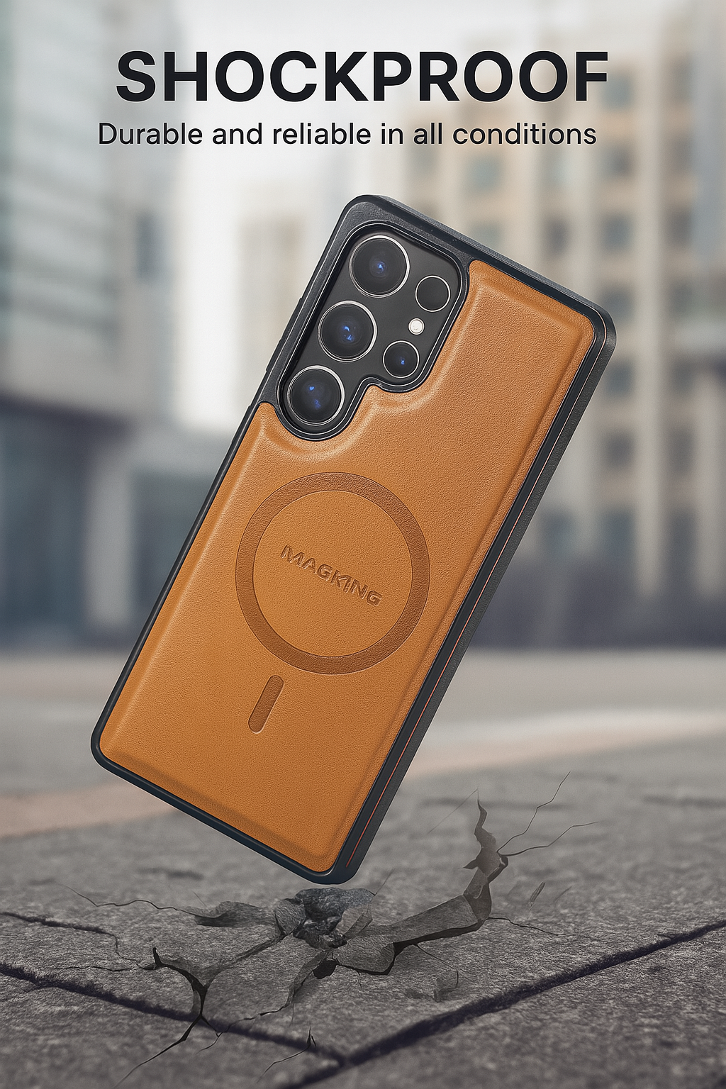 Samsung Galaxy S25 Ultra Case Magnetic Protective Leather Phone Case, Compatible with Magnetic Wireless Charging