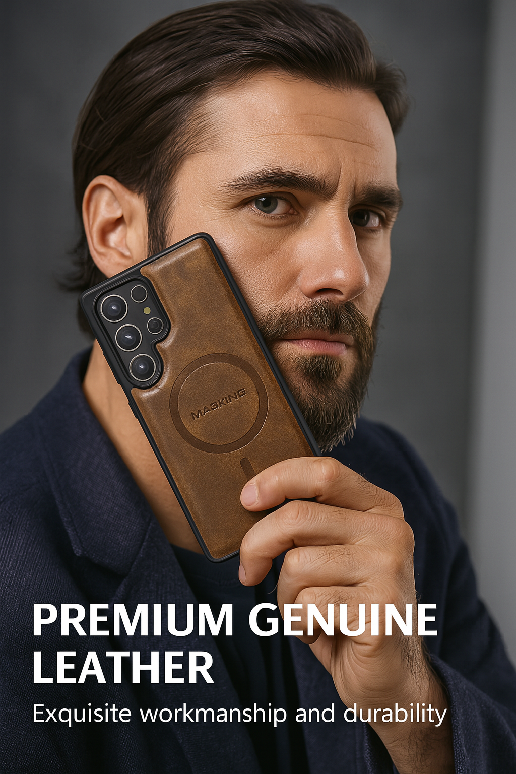 Samsung Galaxy S25 Ultra Case Magnetic Protective Leather Phone Case, Compatible with Magnetic Wireless Charging