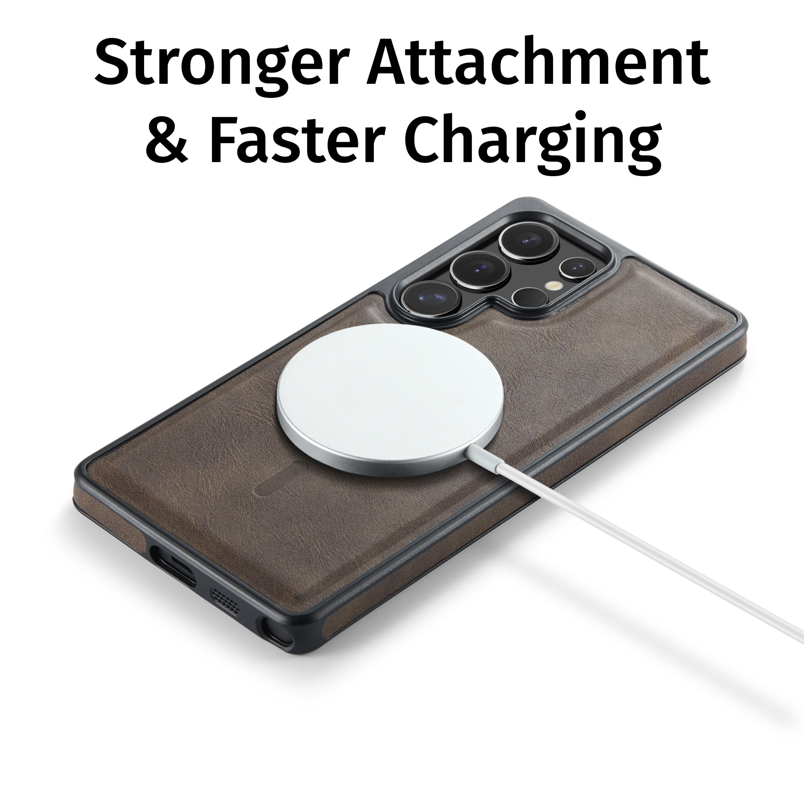 Samsung Galaxy S25 Ultra Case Magnetic Protective Leather Phone Case, Compatible with Magnetic Wireless Charging