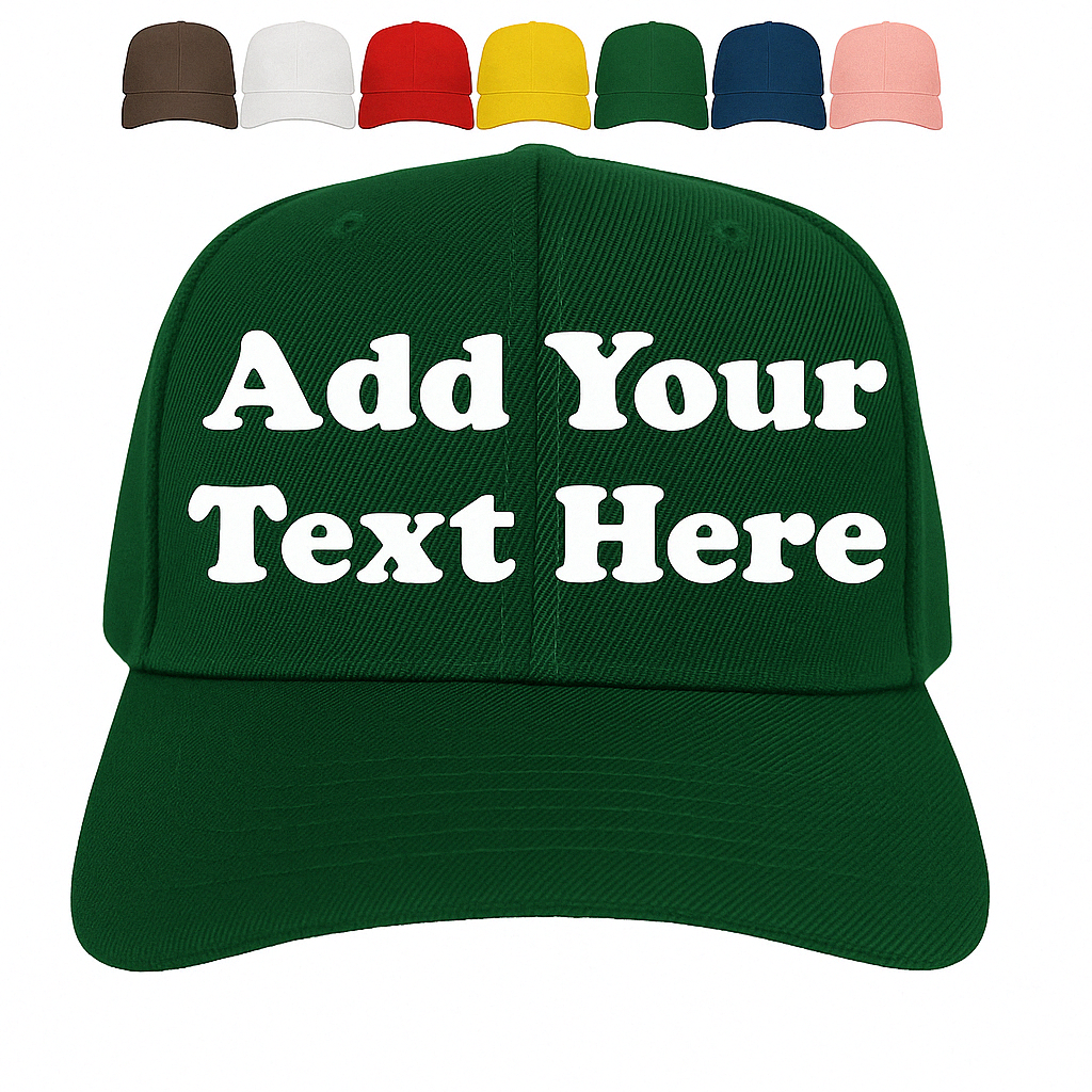 Green baseball hat personalized embroidery custom message cap multiple thread color options adjustable hat for men and women casual style