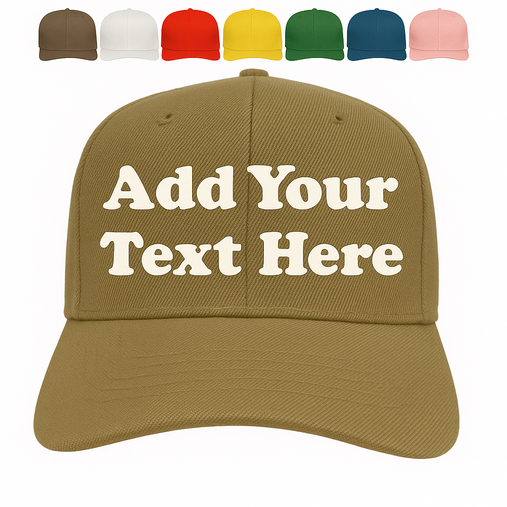 Olive green baseball hat with custom text embroidery personalized cap with customer selected thread colors adjustable unisex hat