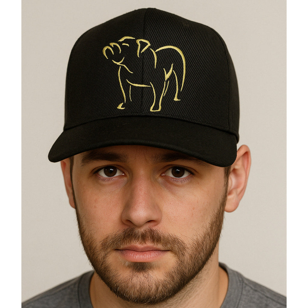 Black baseball hat with yellow thread dog design custom embroidered dog lover cap for men and women casual pet owner gift