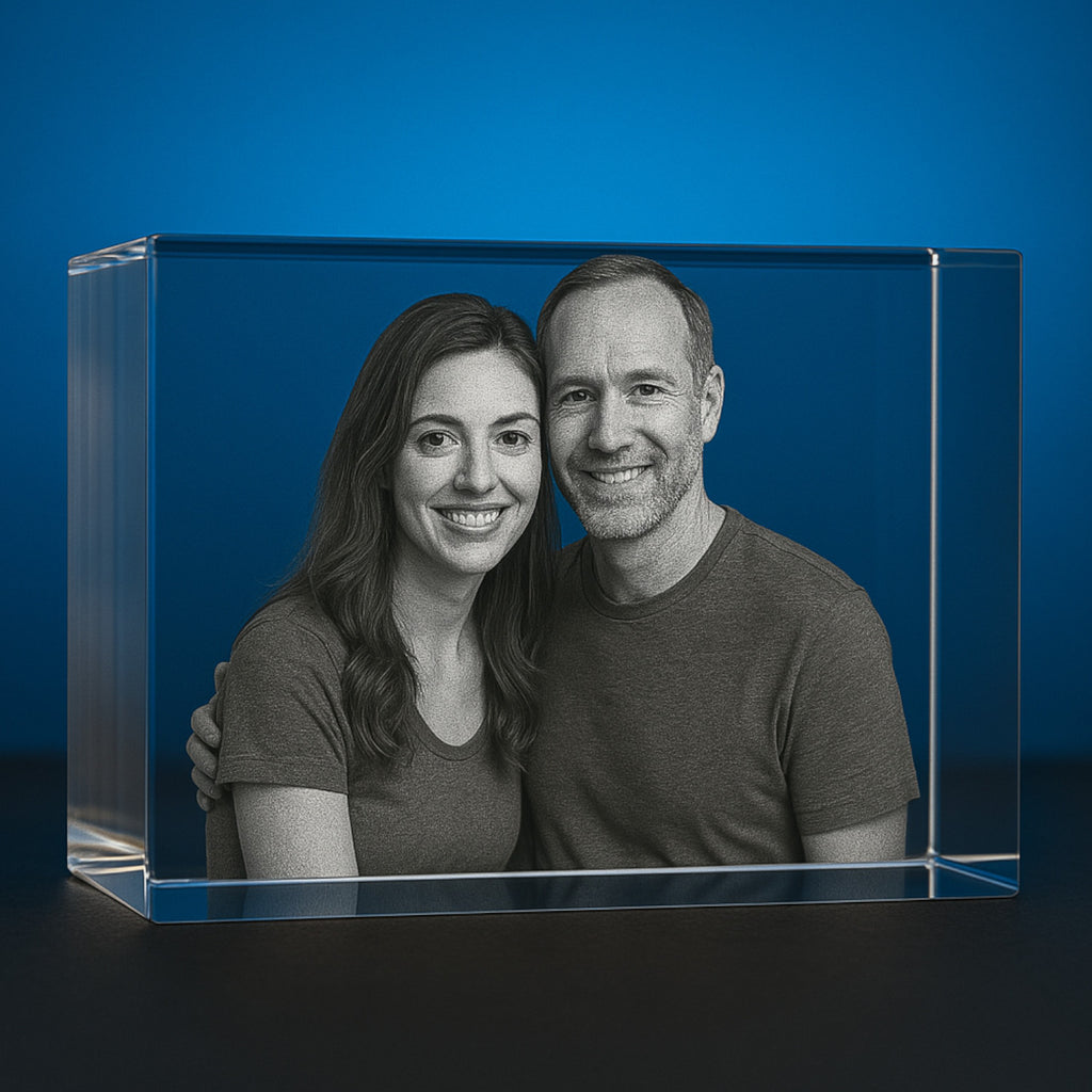 Custom 3D crystal cube photo with LED light base anniversary mothers day fathers day valentines day christmas memorial best gift picture idea