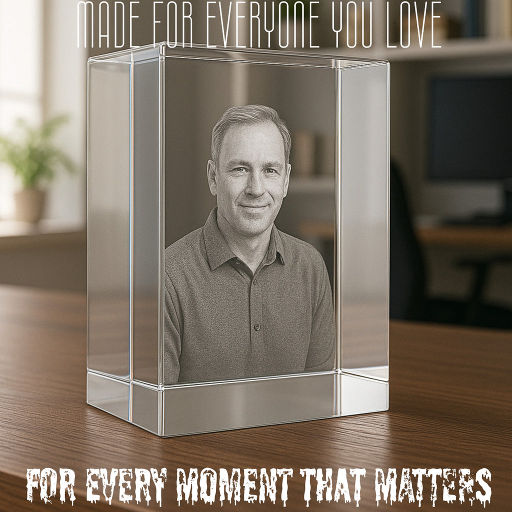 Custom 3D crystal photo block with LED light base anniversary mothers day fathers day valentines day christmas memorial gift
