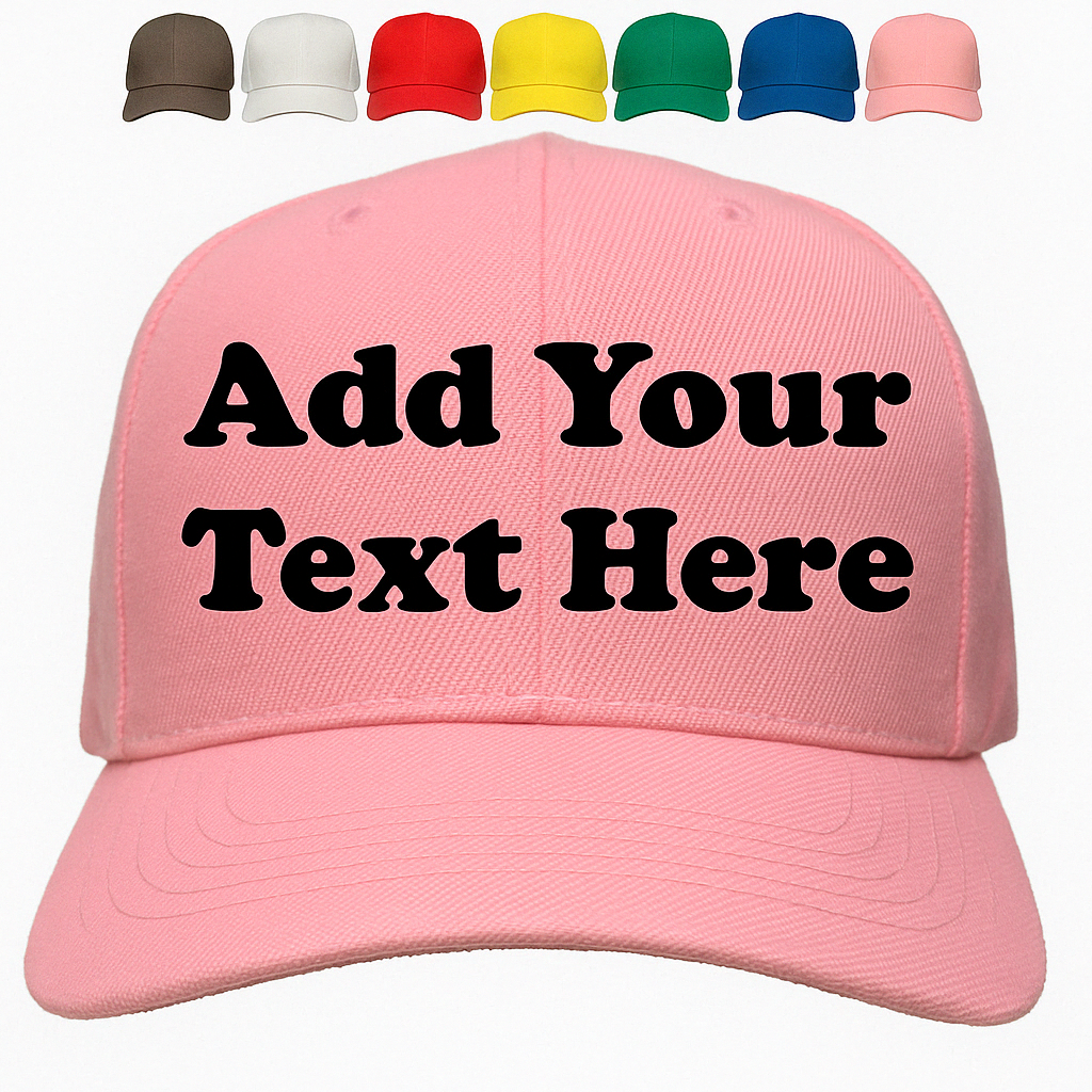 Pink baseball hat with custom text embroidery personalized caps with customer selected thread colors adjustable custom hat for women and men