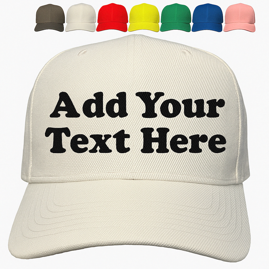 White baseball hat with personalized text embroidered choose your thread color custom message hat adjustable dad cap for everyday wear and gifts