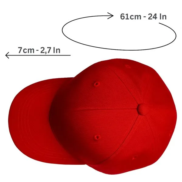 Bold red custom cap with Your Text option
