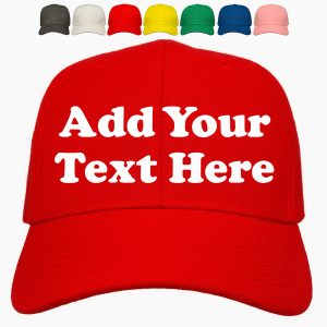 Red embroidery baseball cap with personalized quote