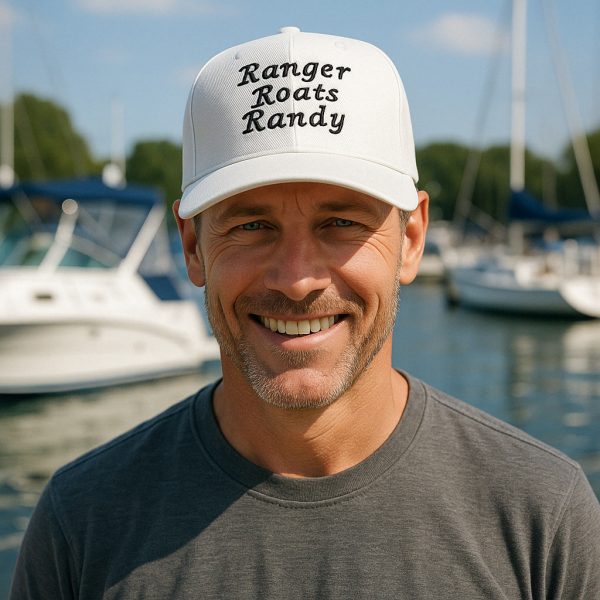 White personalized hat with embroidered message