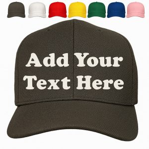 Embroidered black trucker hat with custom text
