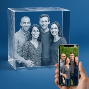 3D Crystal Photo Cube Larger Size Custom Frame with Enhanced Depth and Detail