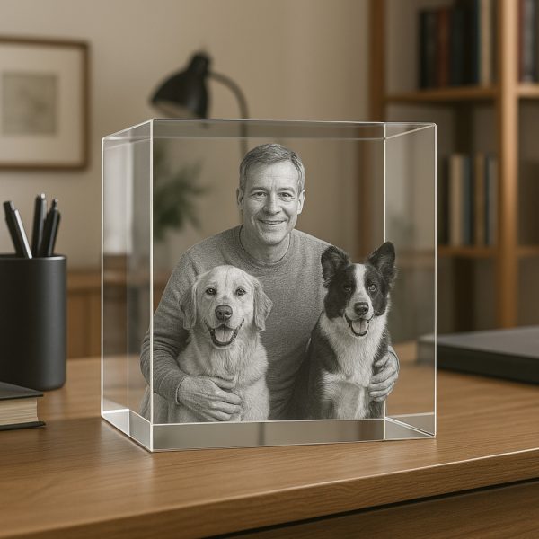 Personalized 3D Crystal Photo Cube – Unique Birthday Gift for Women, Men, or Pets