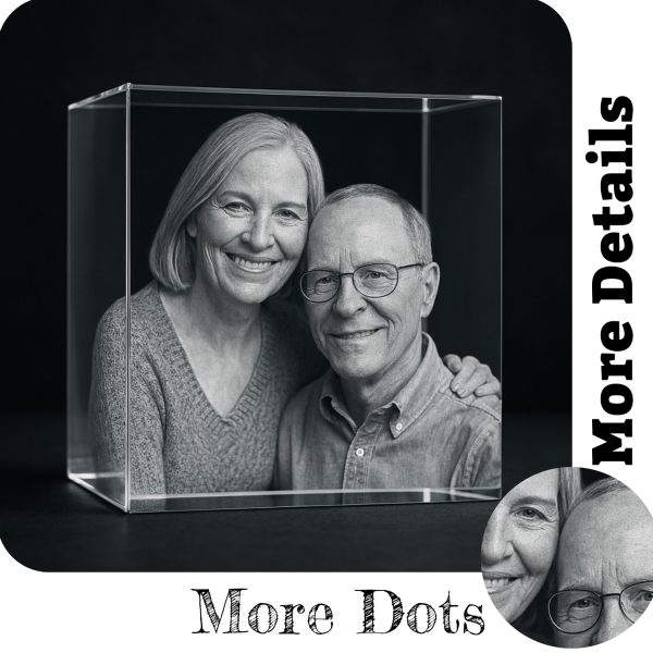 Custom Glass Picture Cube with 3D Laser Etched Image ,Anniversary Gift for Wife or Mom