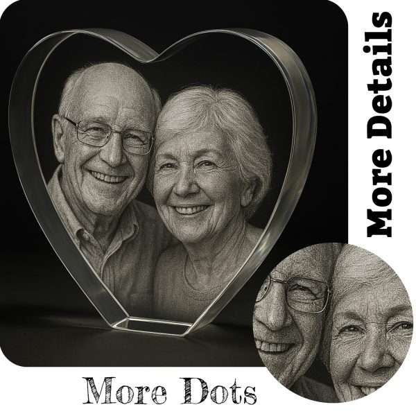 Custom Heart-Shaped 3D Crystal Picture Gift for Mom, Wife, or Grandma