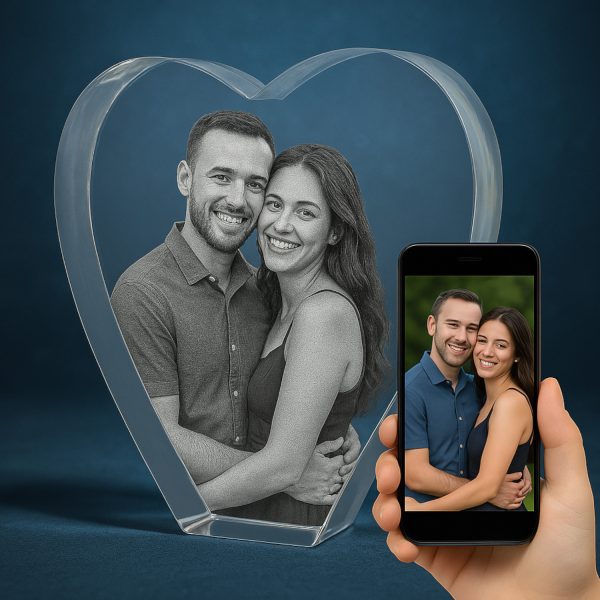 Personalized 3D Crystal Photo Heart Custom Gift with Your Own Picture