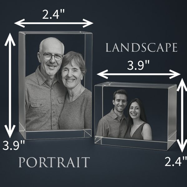 Customized Glass 3D Crystal Picture Block – Anniversary Gift for Wife, Husband, or Parents