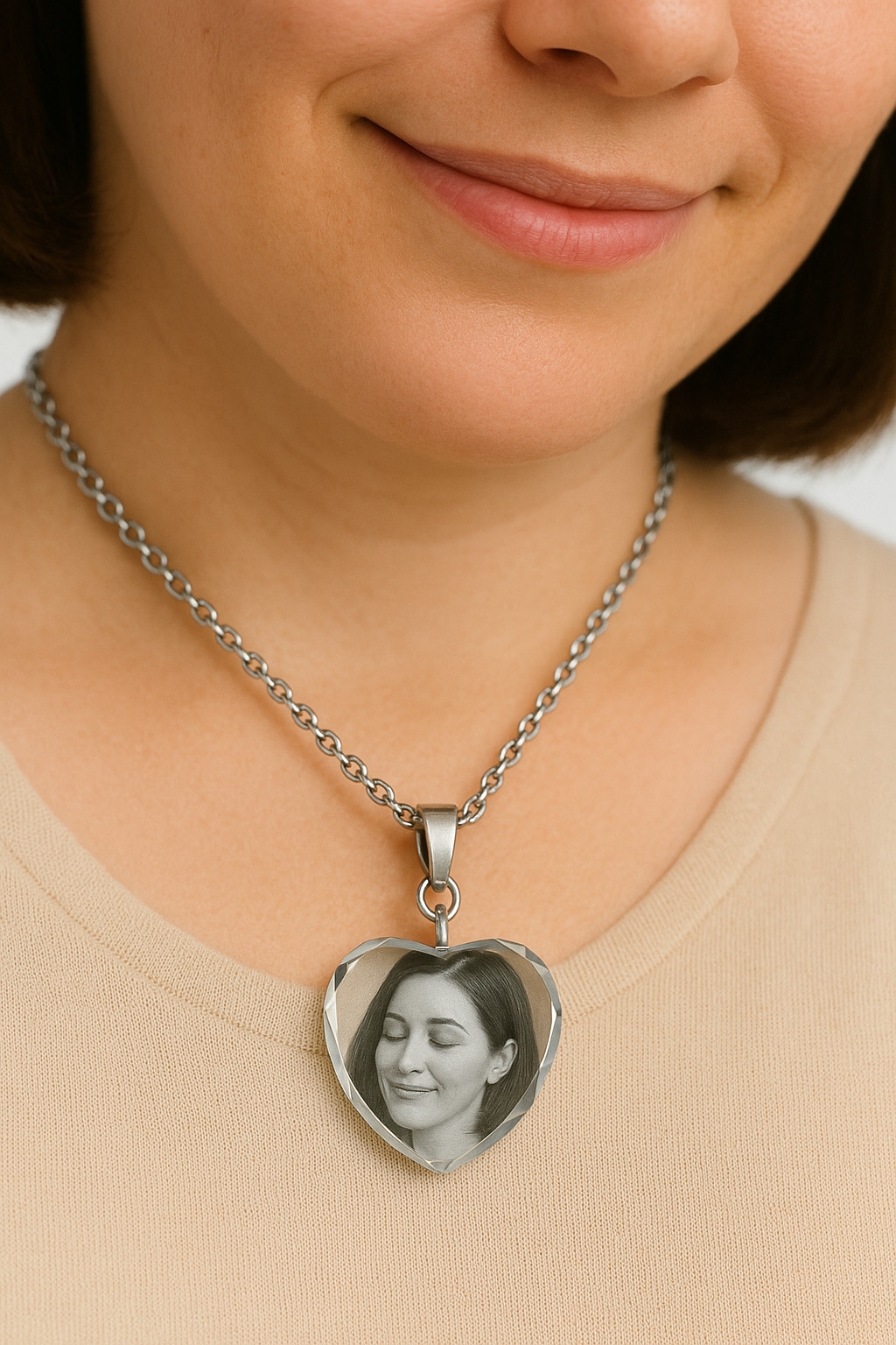 heart-shaped photo necklace personalized gift for mom