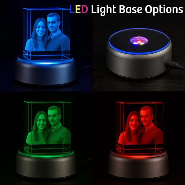 LED light base multicolor for cube 3d crystal photos